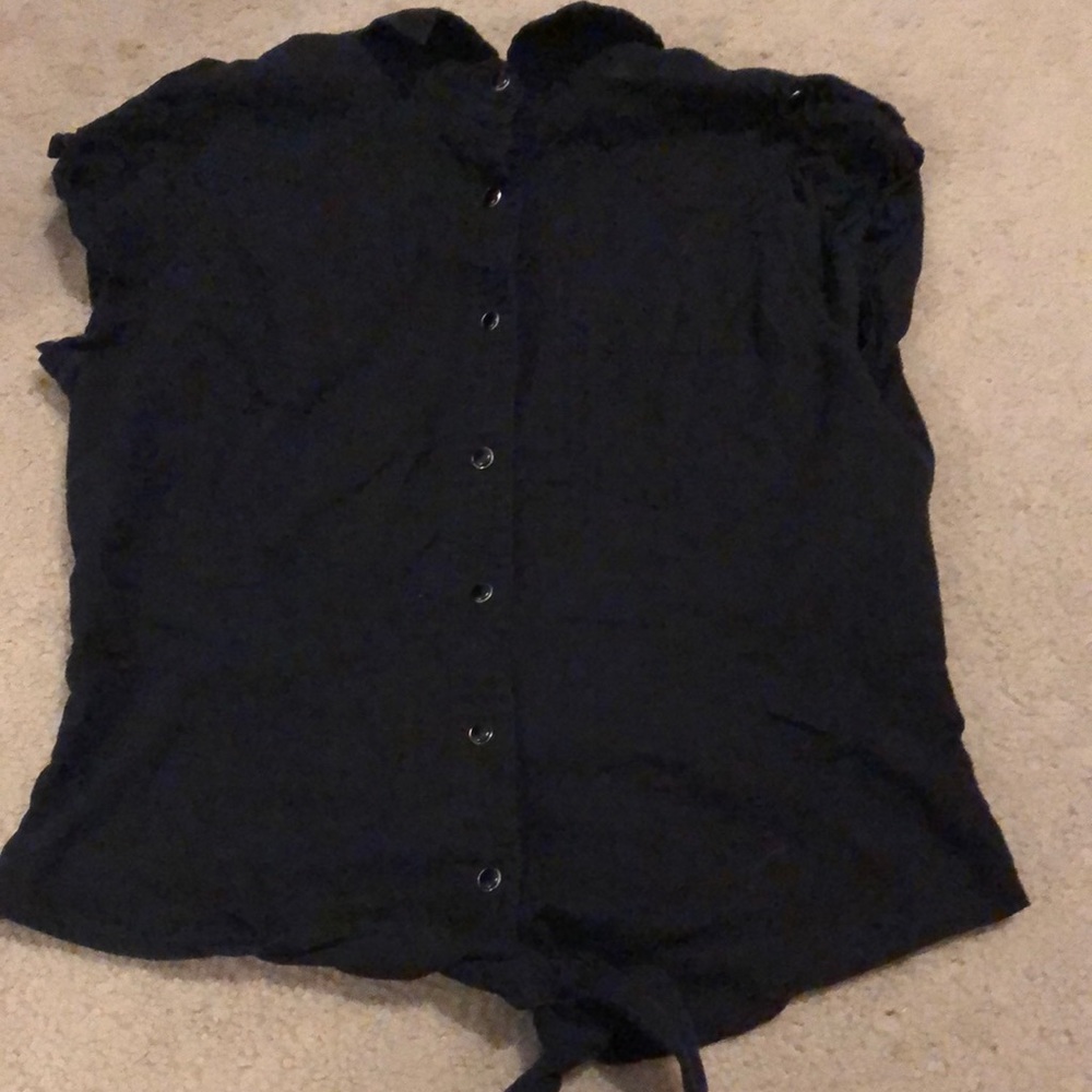 Crop Button Up Top With Front Tie - image 1